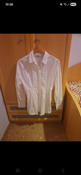 Camisa blanca larga de popelín