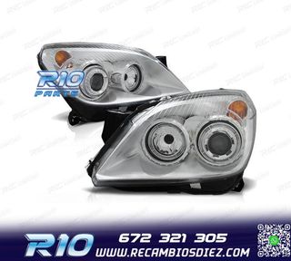 FAROS PARA OPEL ASTRA H 04-09 OJOS ANGEL FONDO CROMO