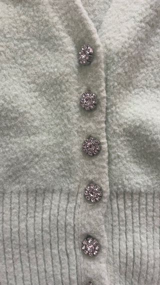 Cárdigan Zara botones joya verde XS