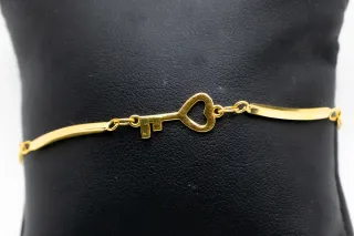 Pulsera semirrígida Oro 18k Llave Corazón