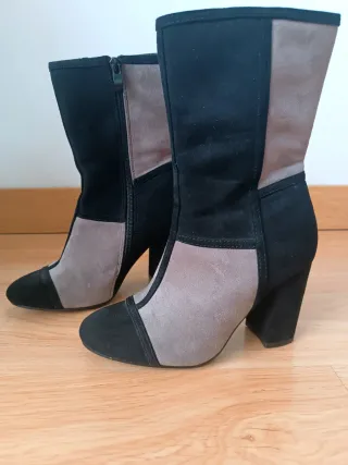 Botines tacón negro y gris