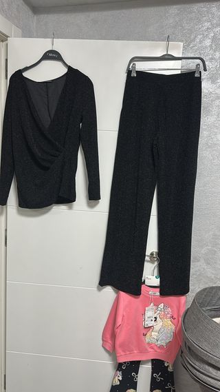 Traje fiesta mujer negro brillante