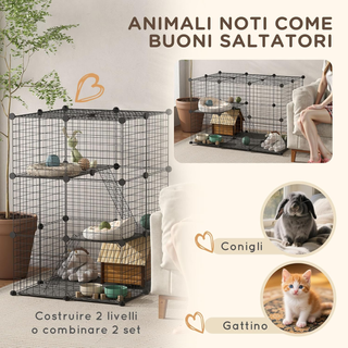 Gabbia per Conigli e Porcellini d'India Modulare e