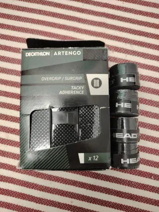 Pack 12 Overgrips Head y Artengo Tenis/Padel negro