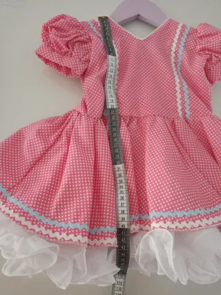 Traje de flamenca niña rosa lunares