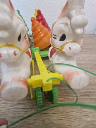 antiguo Juguete de arrastre caballitos conos cipsa