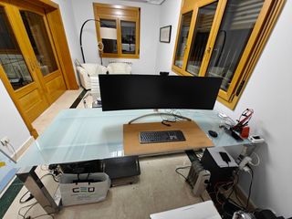 Mesa de despacho cristal y metal