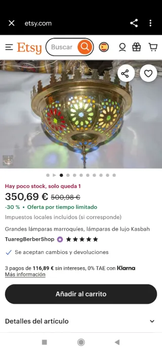 Lámpara de bronce árabe