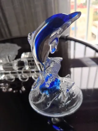 Delfino di vetro di Murano blu