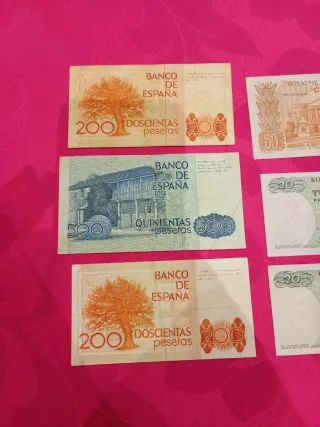 Lote 6 Billetes Españoles y Belgas