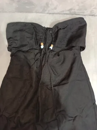 Vestito corto in lino con perline