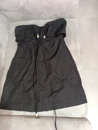 Vestito corto in lino con perline