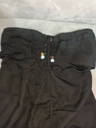 Vestito corto in lino con perline