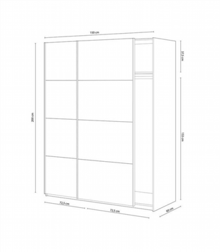 Armario150 X 200 X 60 Cm 2 Puertas Correderas. Bl
