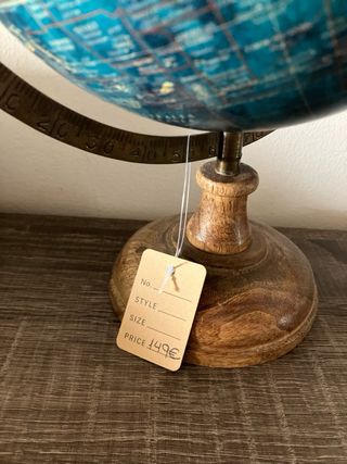 Globo terráqueo decorativo madera y metal