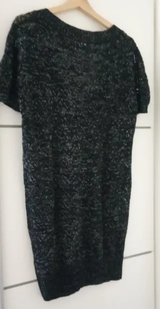 Chaleco Venca canalé negro y plateado sin estrenar