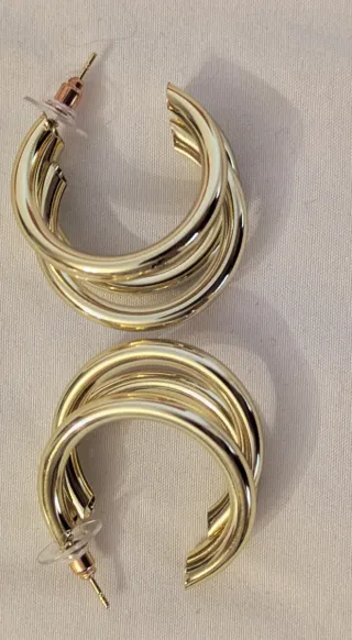 Pendientes Aro Dorado Triple Chunky