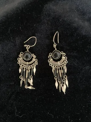 Pendientes Vintage Plateados y Negros
