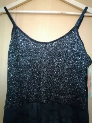 Vestido Negro Terciopelo Brillantina.