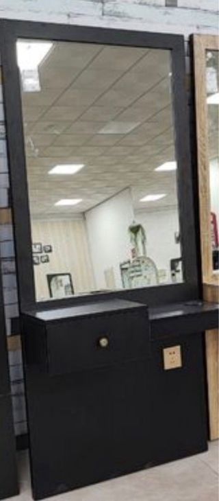 Sillón Barbería Vintage Dorado y dos estanteria