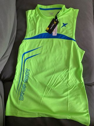 Camiseta sin mangas Drop Shot verde y azul