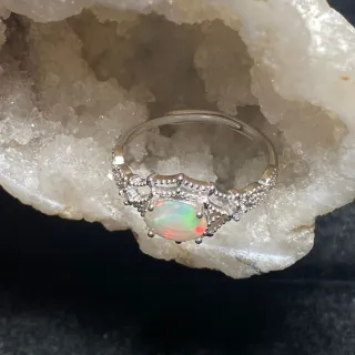 Anillo Plata Ópalo Natural Multicolor