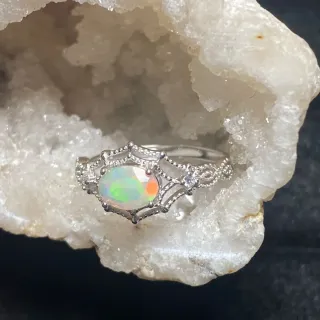 Anillo Plata Ópalo Natural Multicolor