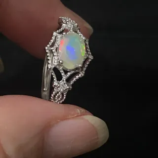 Anillo Plata Ópalo Natural Multicolor