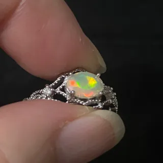 Anillo Plata Ópalo Natural Multicolor