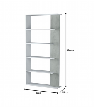 Estantería 5 Baldas. Blanco Artik/Cemento