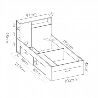 Cama Juvenil Compacta Lanka con Cabezal. Blanco