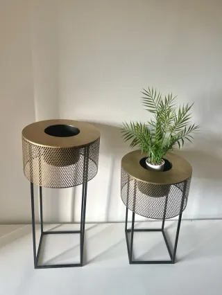 Set di 2 Vasi Metallici Dorati