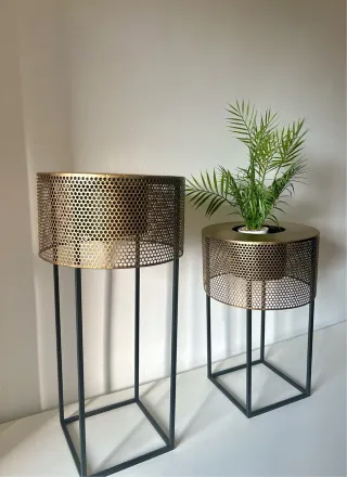 Set di 2 Vasi Metallici Dorati