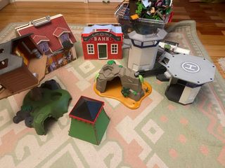 Lote Playmobil: Banco, Torre, comisaría y Casa