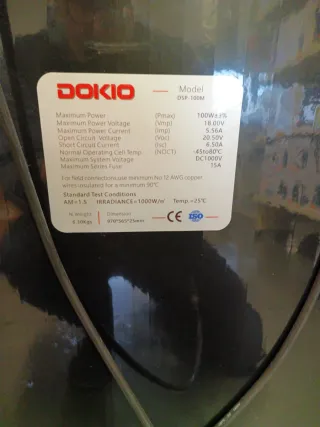 Placa Solar Dokio 100W 18V