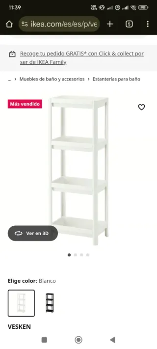 Estantería Vesken IKEA Blanca Plástico