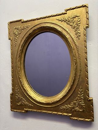 Espejo antiguo dorado ovalado S. XIX
