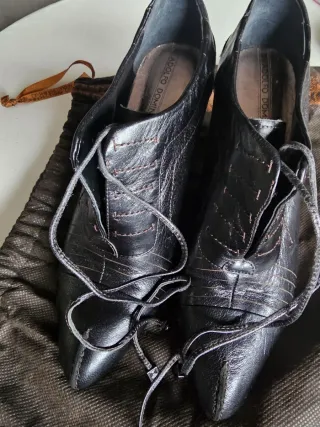 Botines Adolfo Domínguez piel cuña negros