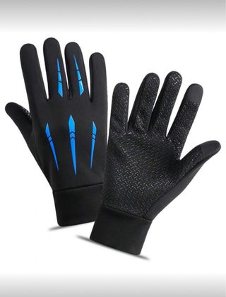 Guantes de moto negros y azules
