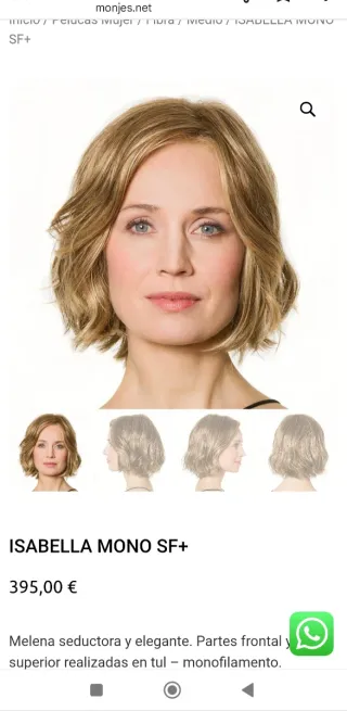 Peluca Fibra Sintética Alta Calidad