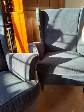 Coppia Poltrone Blu Tessuto