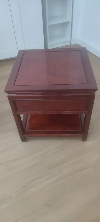 Mesa auxiliar oriental madera marrón,dos mesas,