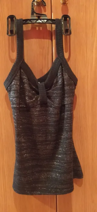 Top tirantes fiesta negro y plateado