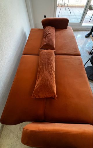 Sofá modular/convertible 2 plazas naranja terciope