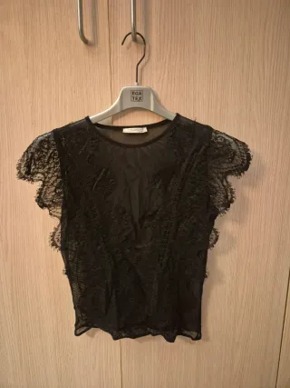 Camiseta fiesta encaje negra