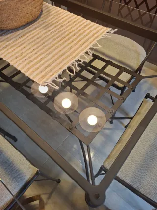 Mesa forja cristal 160x90cm