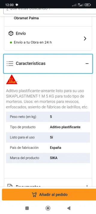 Aditivo plastificante mortero, Sika Plastiment