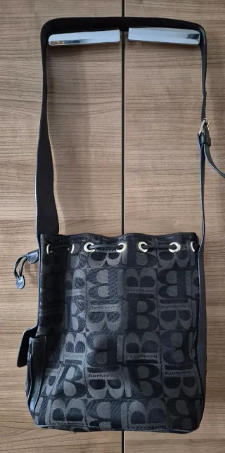 Bolso Burberry Piel y Lona Negro/Gris