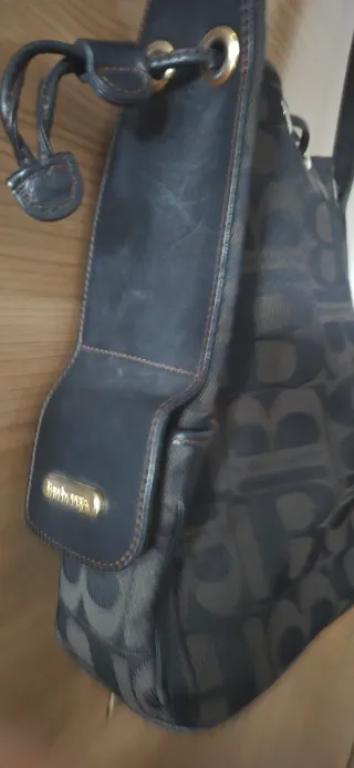 Bolso Burberry Piel y Lona Negro/Gris