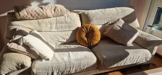 Sofá de tela beige y amarillo 220x90